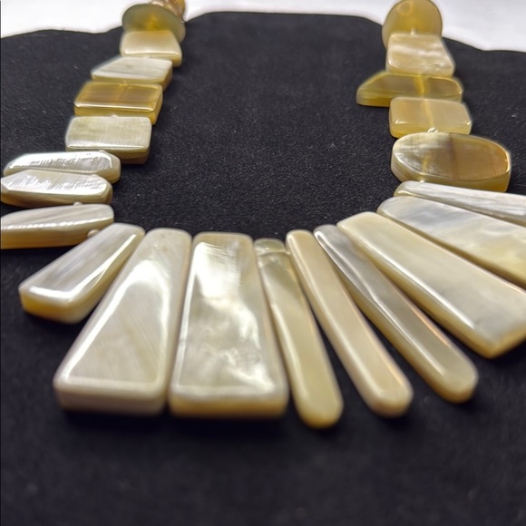 Cream Geometric Statement Necklace with Tribal Design - Picture 2 of 5